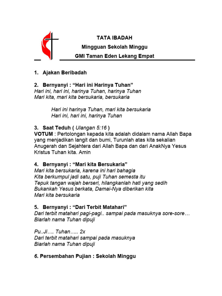 Minggu Sekolah Minggu | PDF
