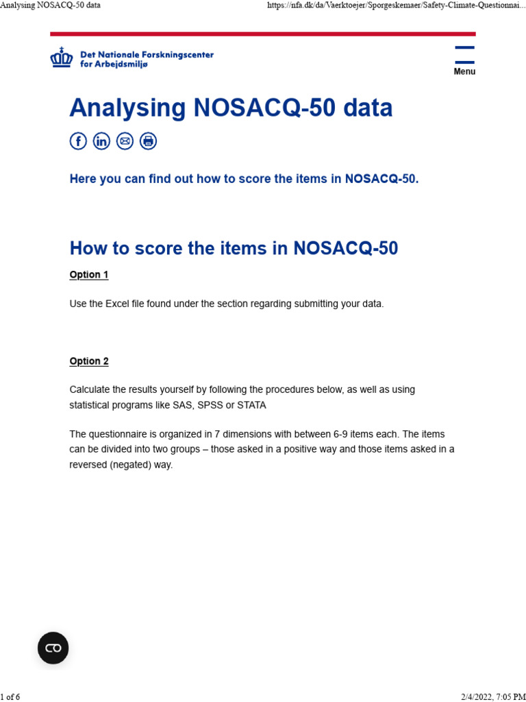Analysing NOSACQ-50 Data | PDF | Microsoft Excel | Sas (Software)