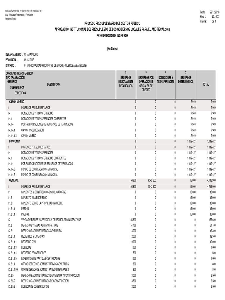 Presupuesto 2019 Gobiernos Locales | PDF | Presupuesto | Economias