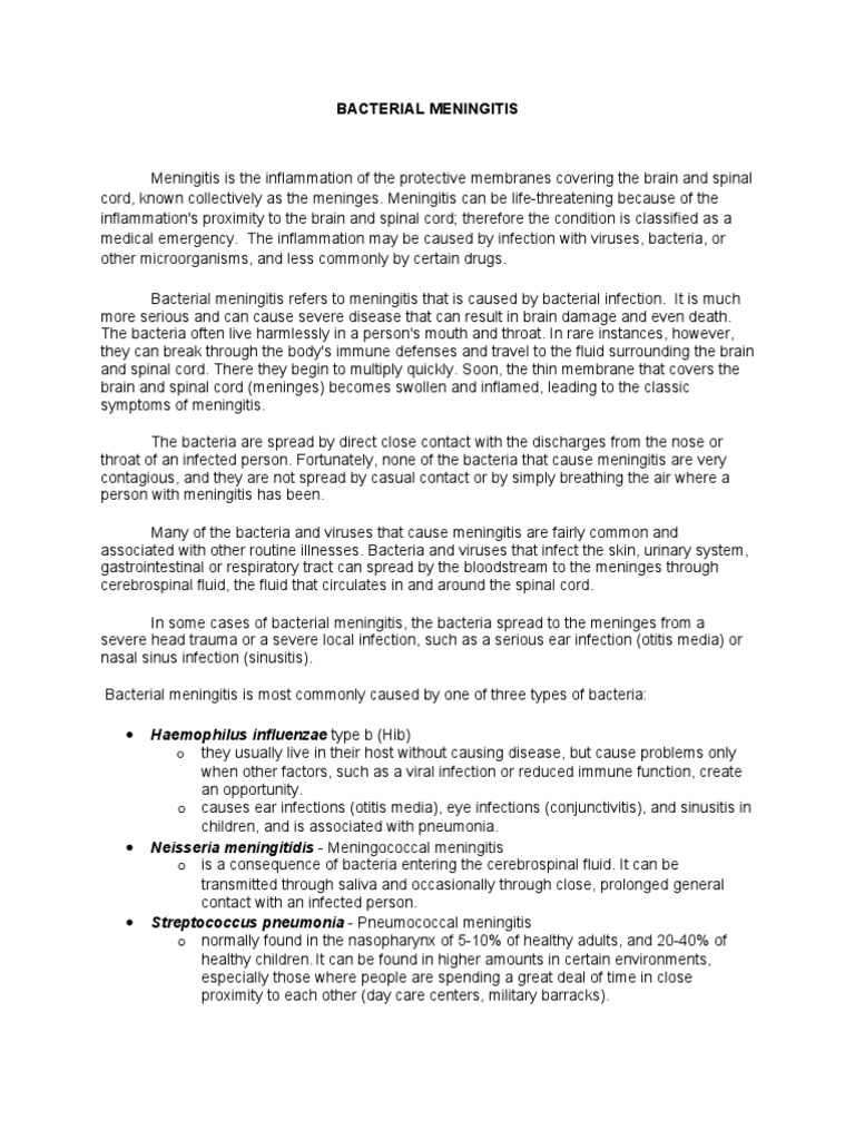 Bacterial Meningitis Overview | PDF | Meningitis | Infection