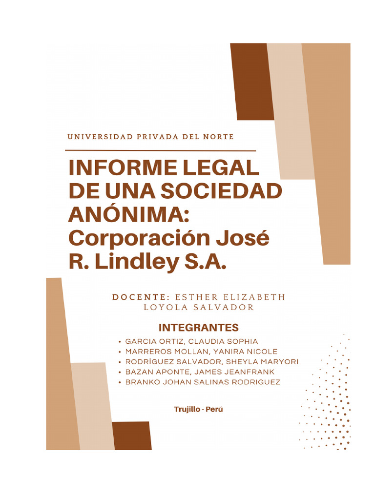 Informe Legal de Corporación Lindley S.A. | PDF | Business | Perú