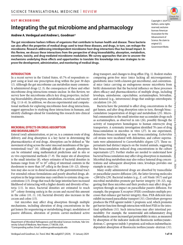 Integrating The Gut Microbiome and Pharmacology | PDF ...