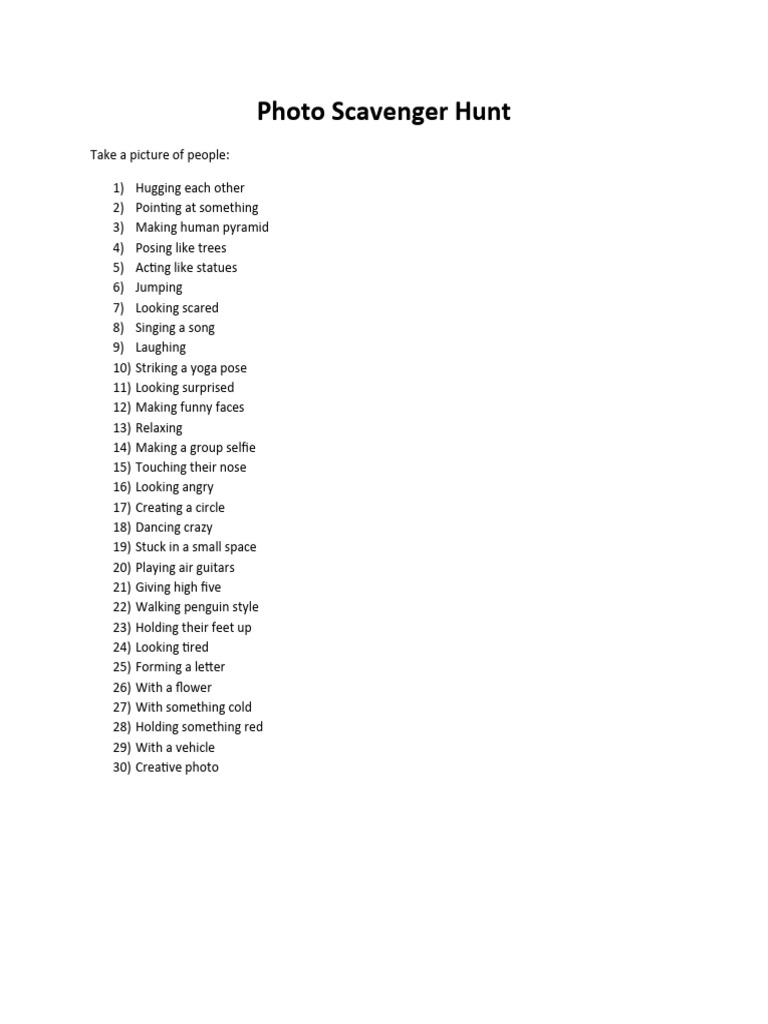 Photo Scavenger Hunt | PDF