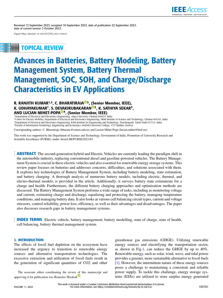 Advances in EV Battery Management Systems | PDF | Rechargeable Battery ...