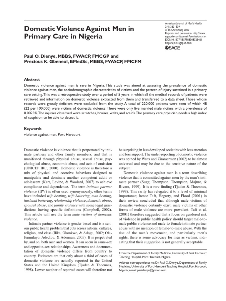 Domestic Violence Against Men in Nigeria | PDF | Domestic Violence ...