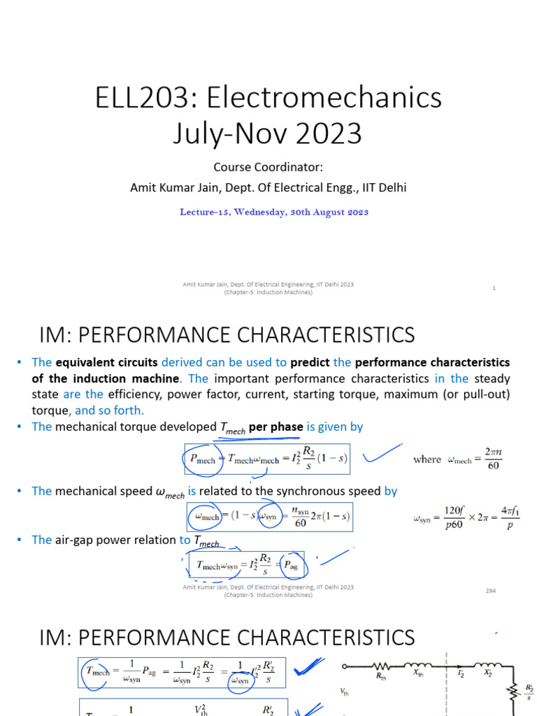 Lec 15 ELL203 30th Aug 2023 | PDF | Electric Motor | Electromagnetic ...