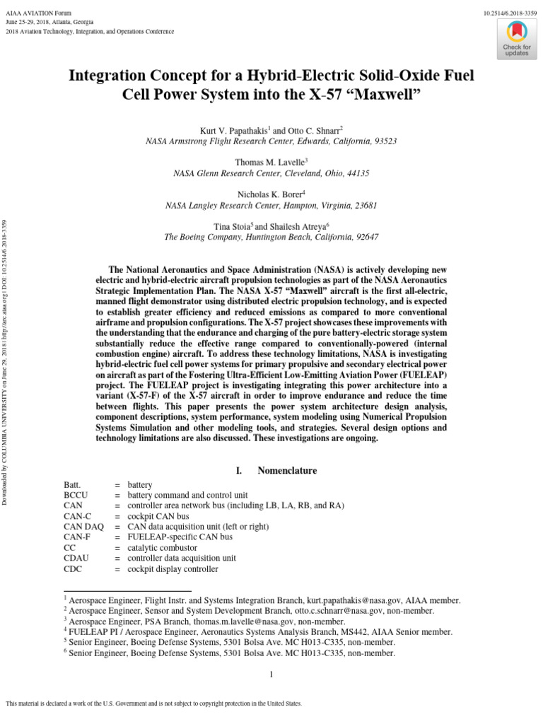 Integration Concept For A Hybrid-Electric Solid-Oxide Fuel | PDF ...