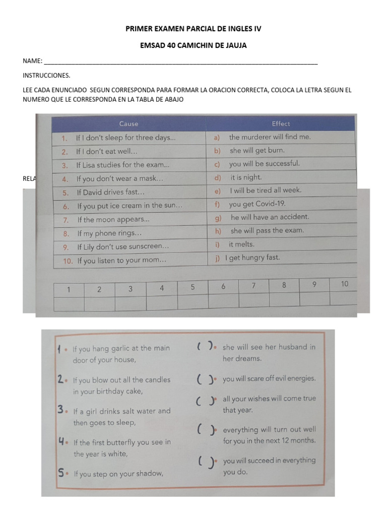 Examen Parcial Inglés IV 2023 | PDF