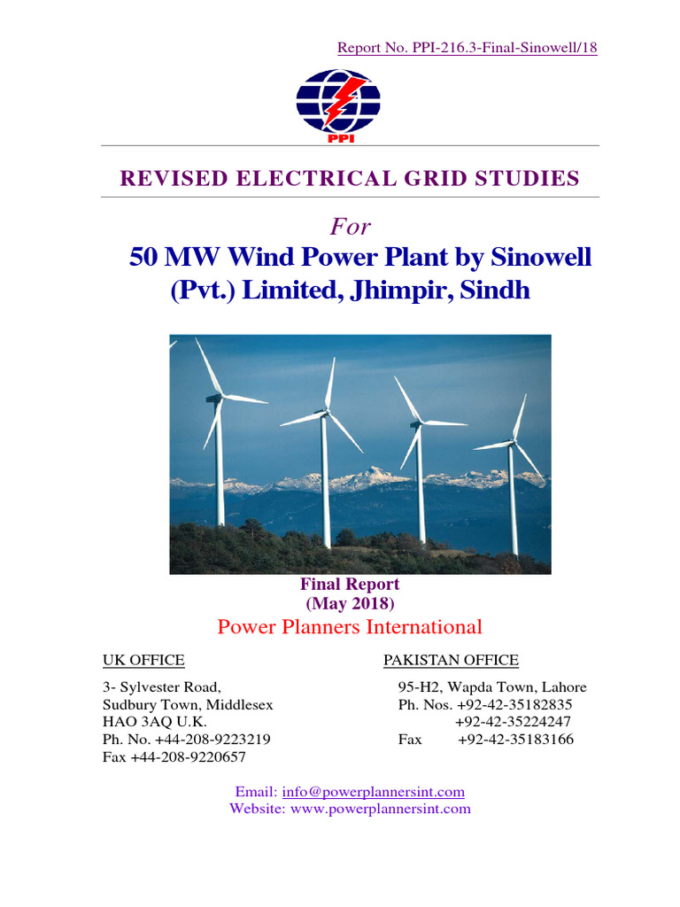 Sinowell 50 MW Wind Power Grid Study | PDF | Electrical Substation ...