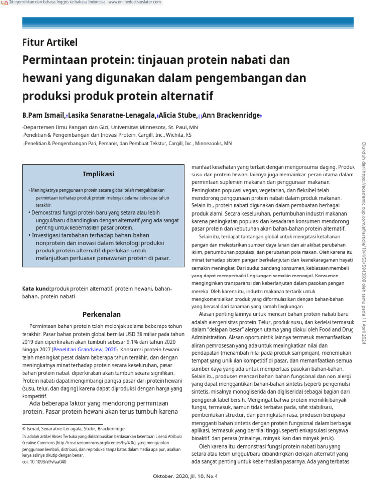 Tinjauan Protein Nabati dan Hewani | PDF