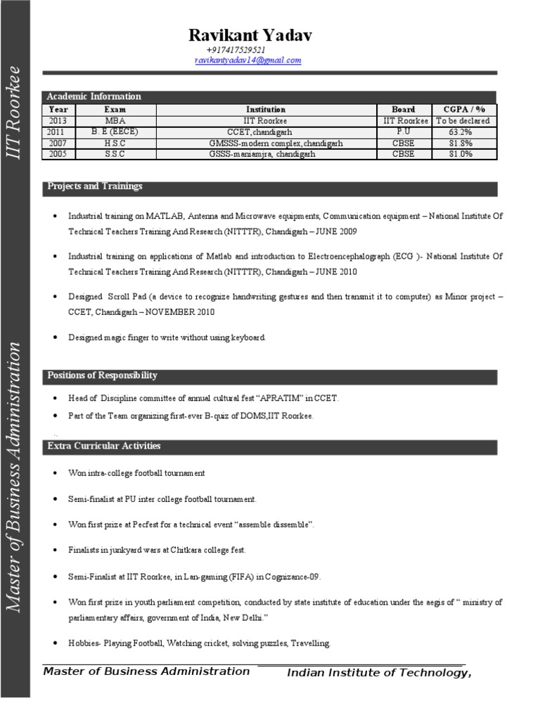 Ravikant Yadav: Academic Information | PDF | Technology & Engineering