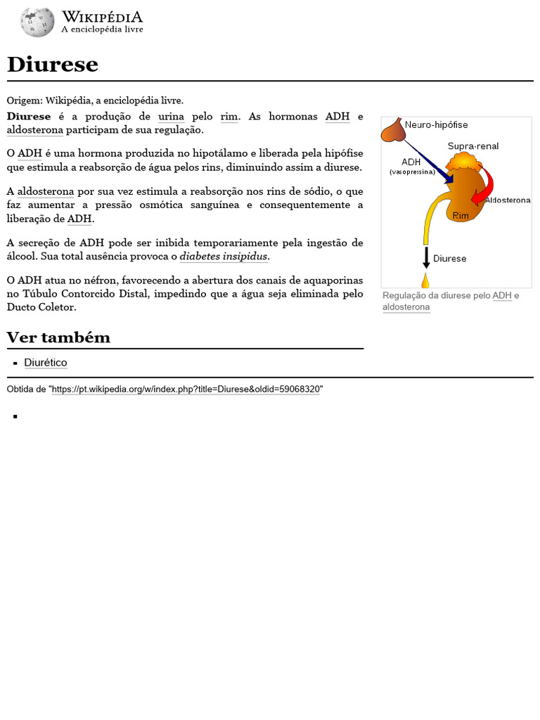 Regulação da Diurese pelo ADH e Aldosterona | PDF