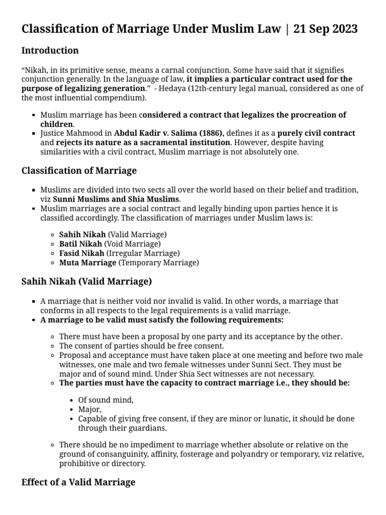 Classification of Marriage | PDF | Marriage | Wife