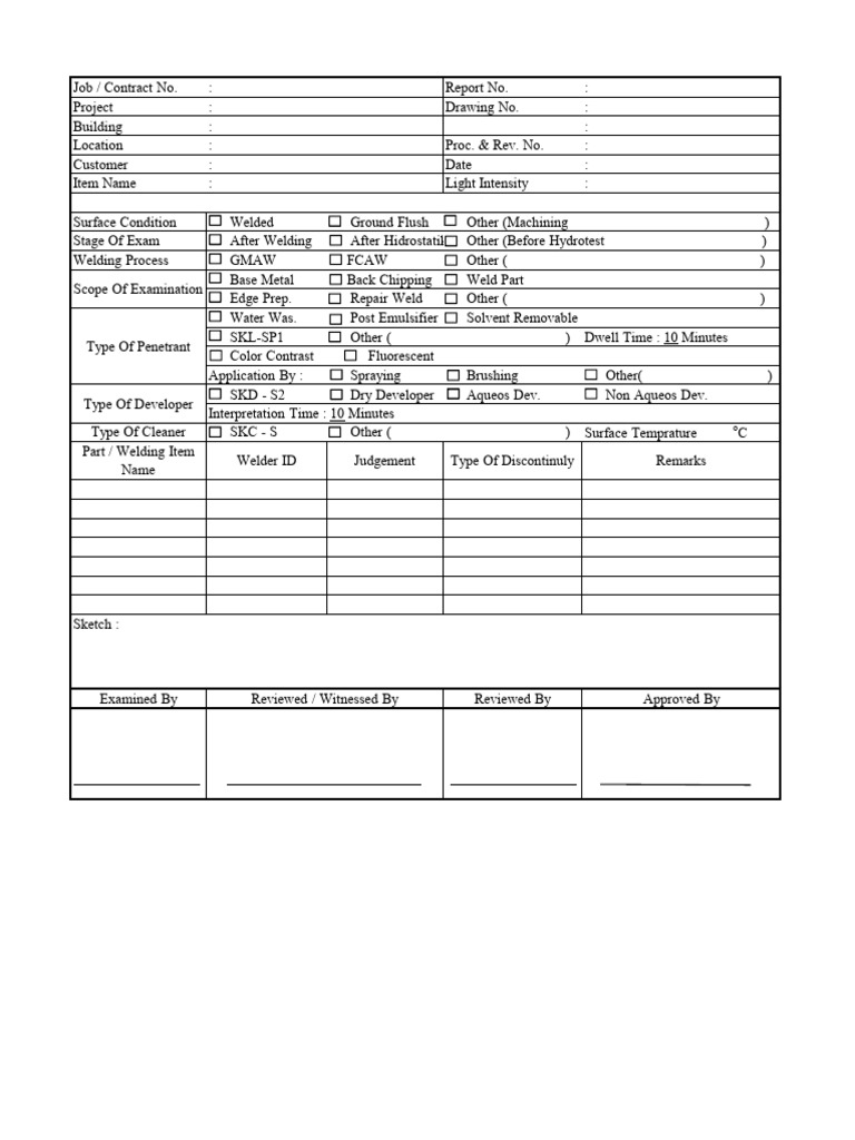 Welding Inspection Report Template | PDF