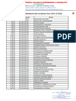 Students Admitted in The Academic Year 2021-22 (UG) : S.No Branch Regd. No. Name