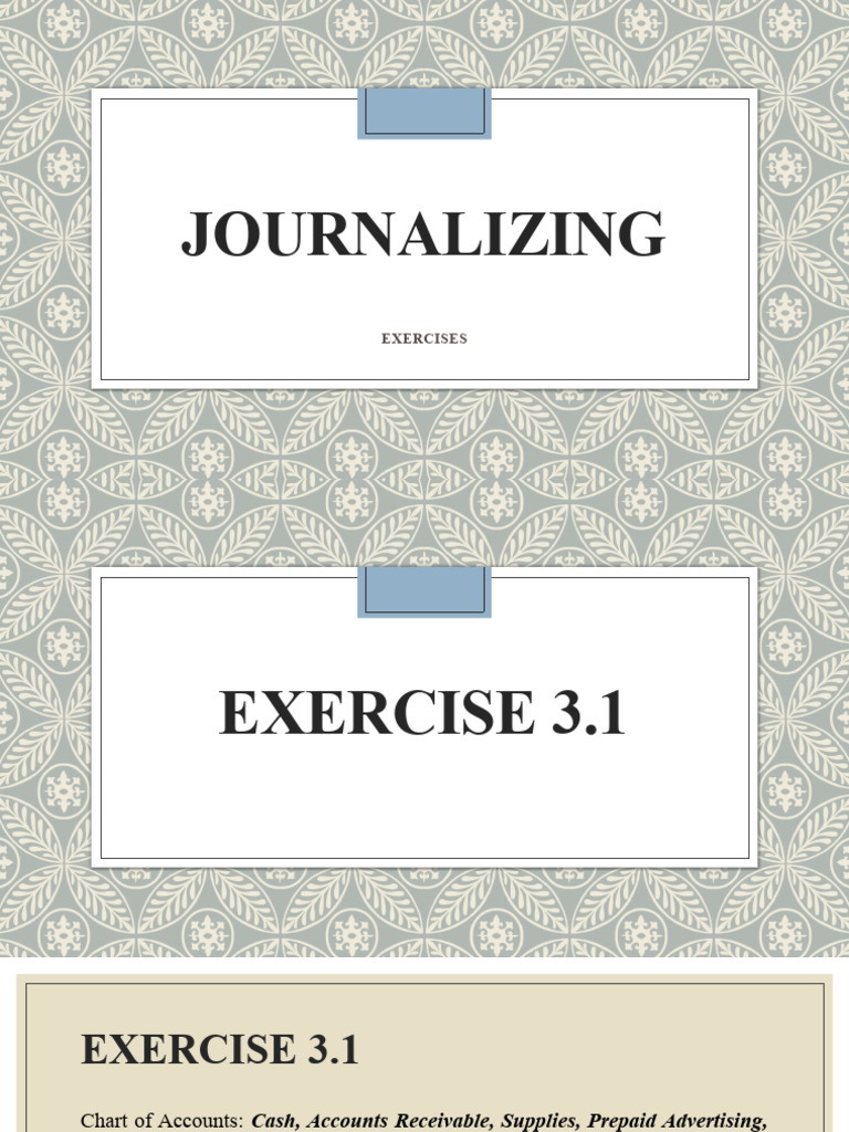 Journalizing Business Transactions Exercises | PDF | Expense | Banks