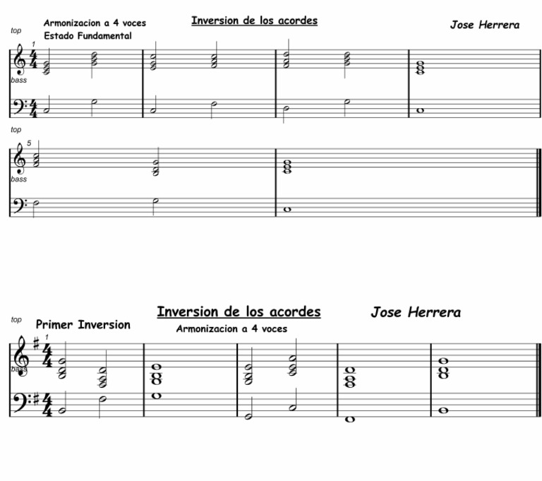 Inversion de Los Acordes Fundamental y Primera A 4 Voces | PDF