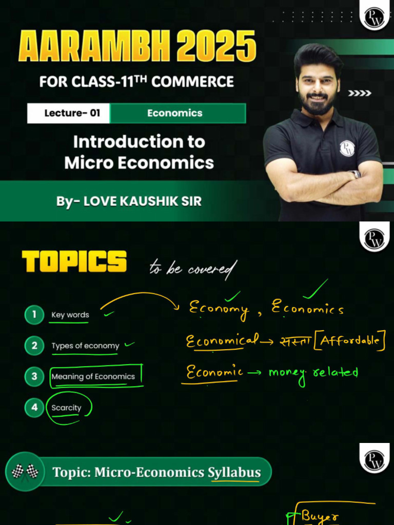 Introduction Micro Economics 01 Class Notes Pdf