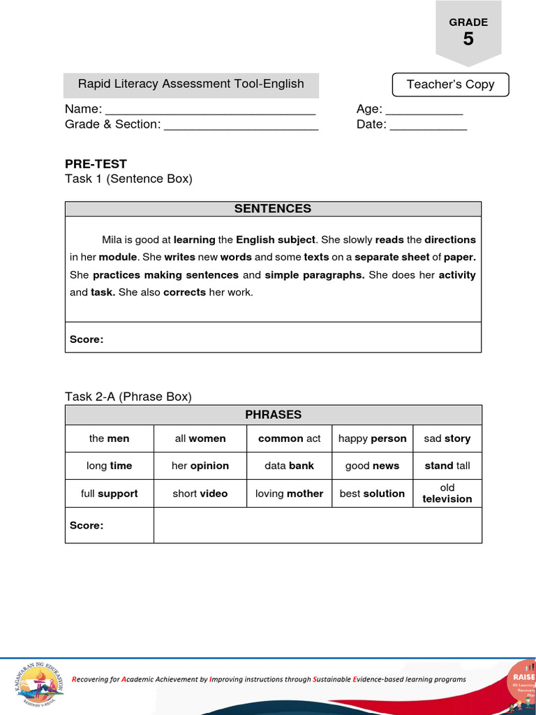 Grade 5 RLA | PDF | Learning | Verb
