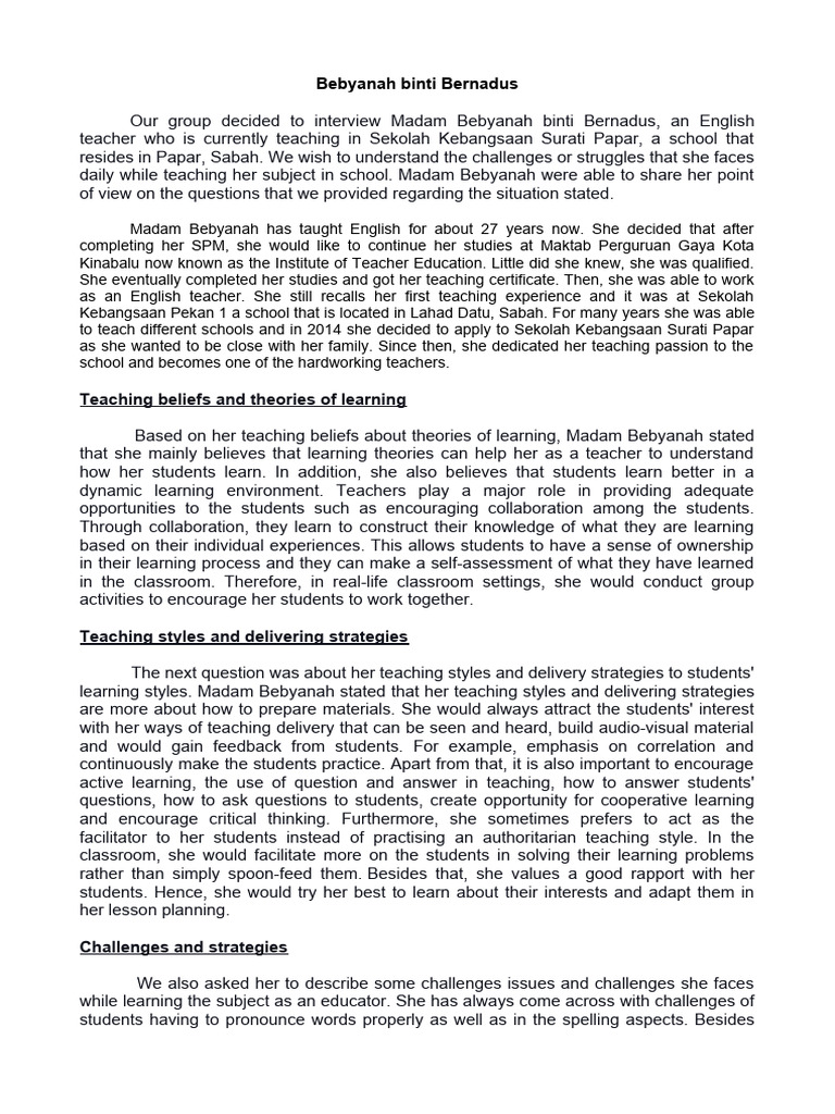 Challenges and Strategies of an English Teacher | PDF | Learning | Teachers