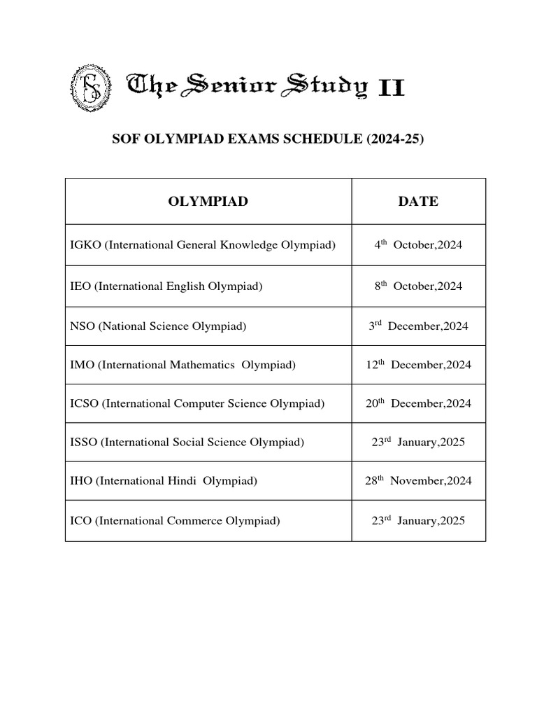 Sof Olympiad Registration Date