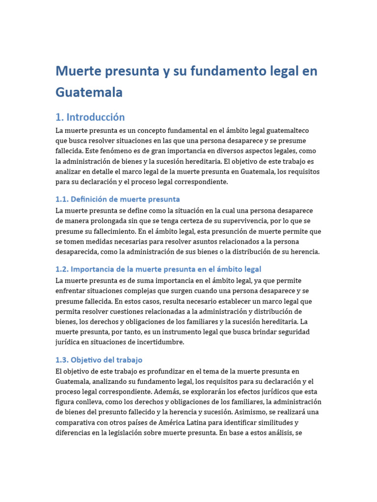 Muerte Presunta: Marco Legal en Guatemala | PDF | Guatemala | Herencia
