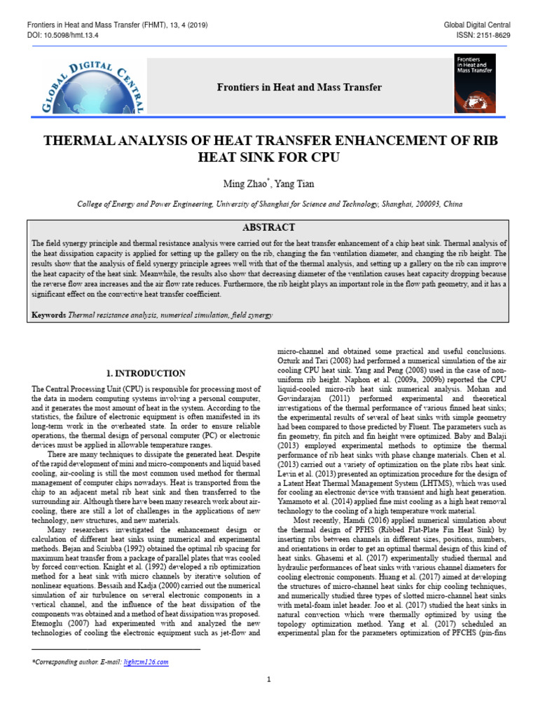 Thermal Analysis of Heat Transfer Enhancement of Rib | PDF | Heat ...