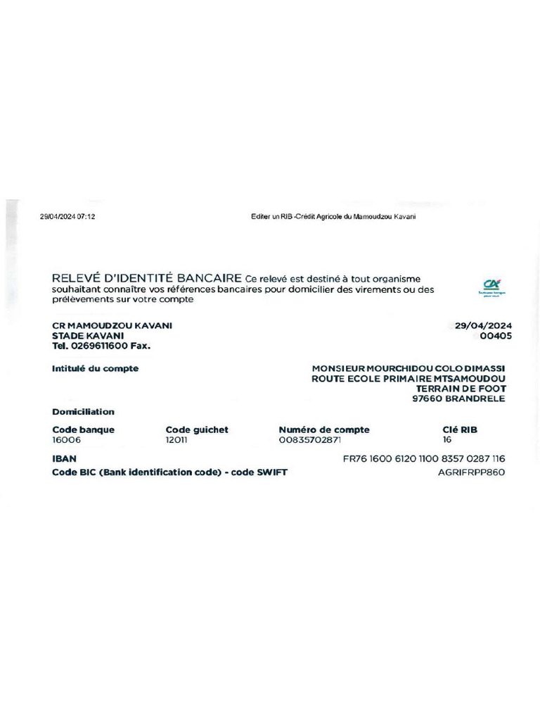 comment avoir son rib credit agricole