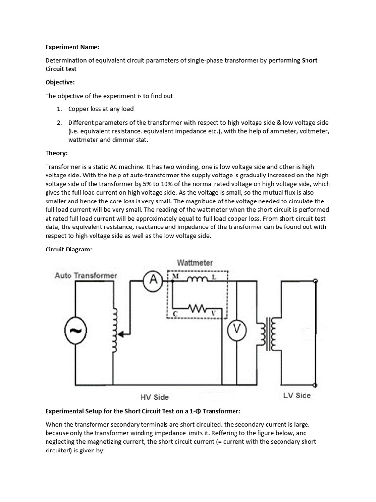 Short Cicuit | PDF | Transformer | Electrical Impedance