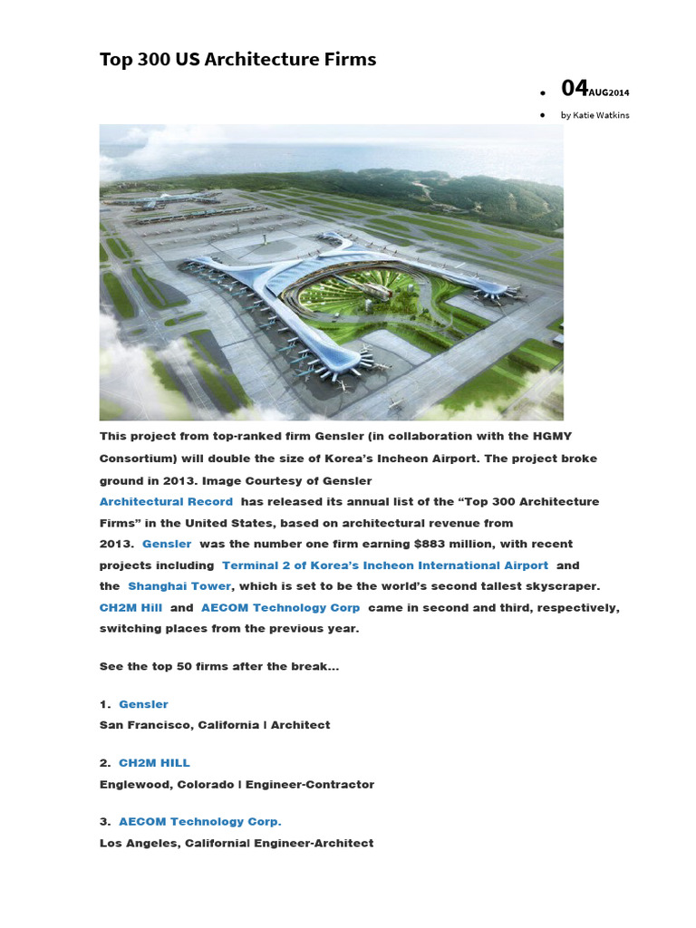 100 BEST ARCHITECTURE AND DESIGN FIRMS IN THE UNITED STATES intelligence overview