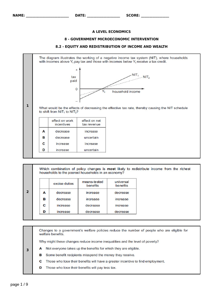 8.2 - Equity and Redistribution of Income and Wealth (S) | PDF