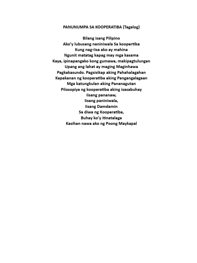 Panunumpa Sa Kooperatiba | PDF
