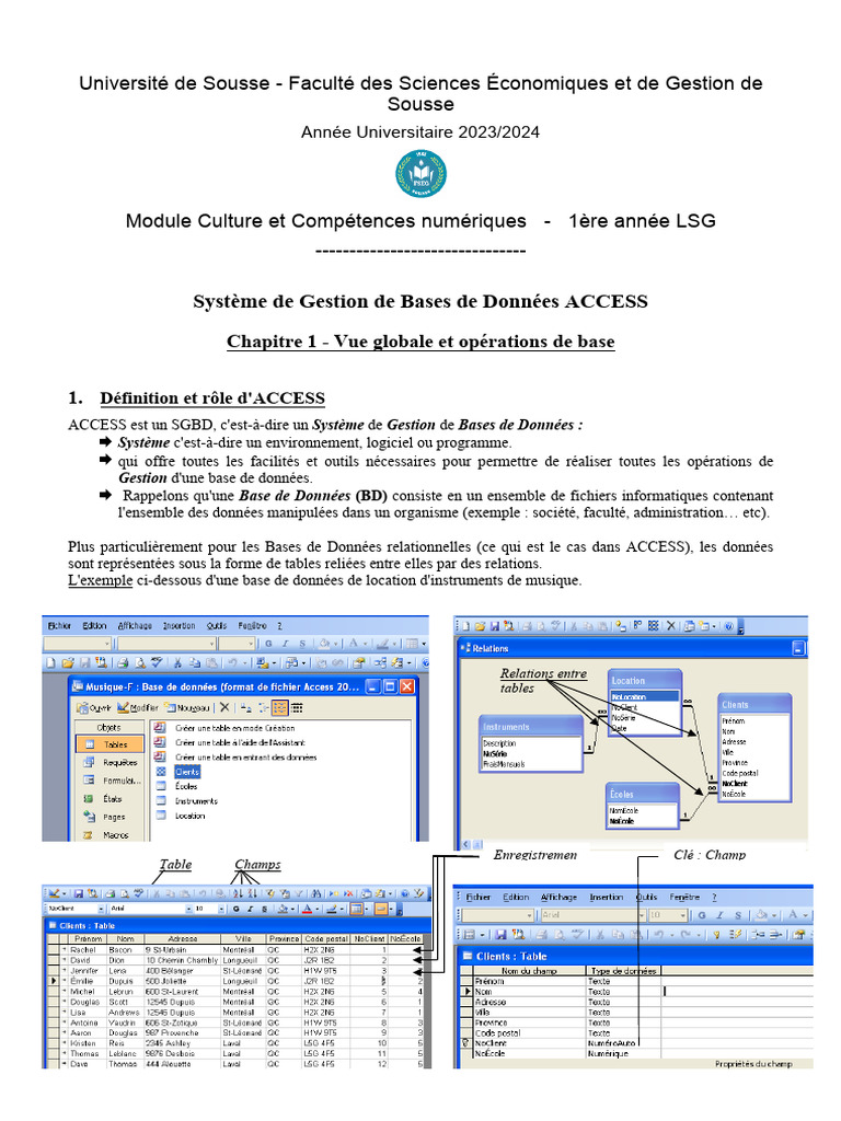 Introduction à Microsoft Access 2024 | PDF | Bases de données ...