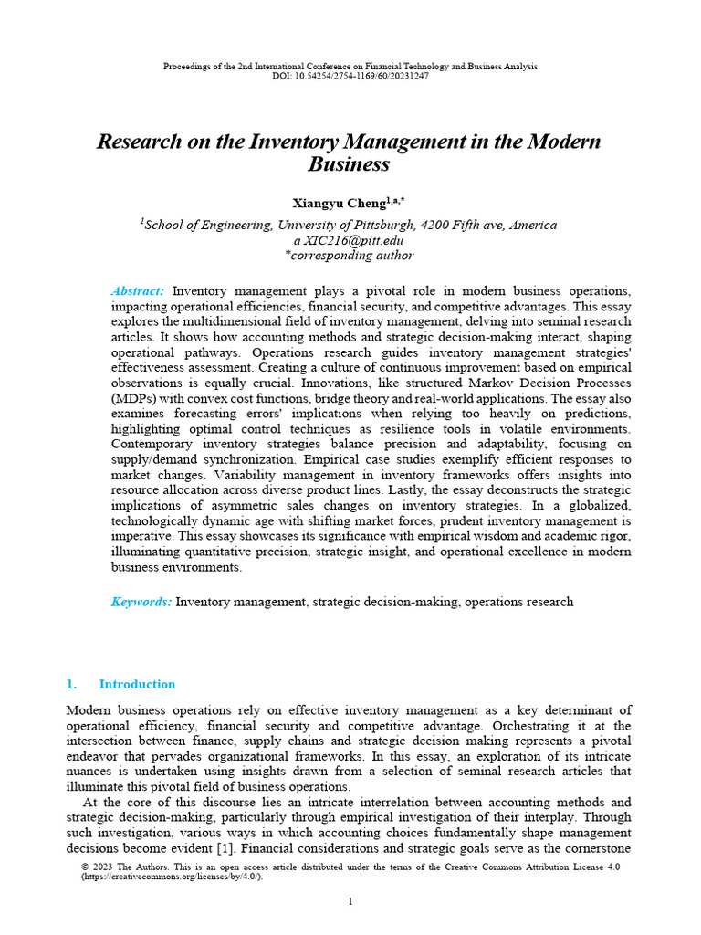 Modern Inventory Management Strategies | PDF | Methodology | Supply Chain