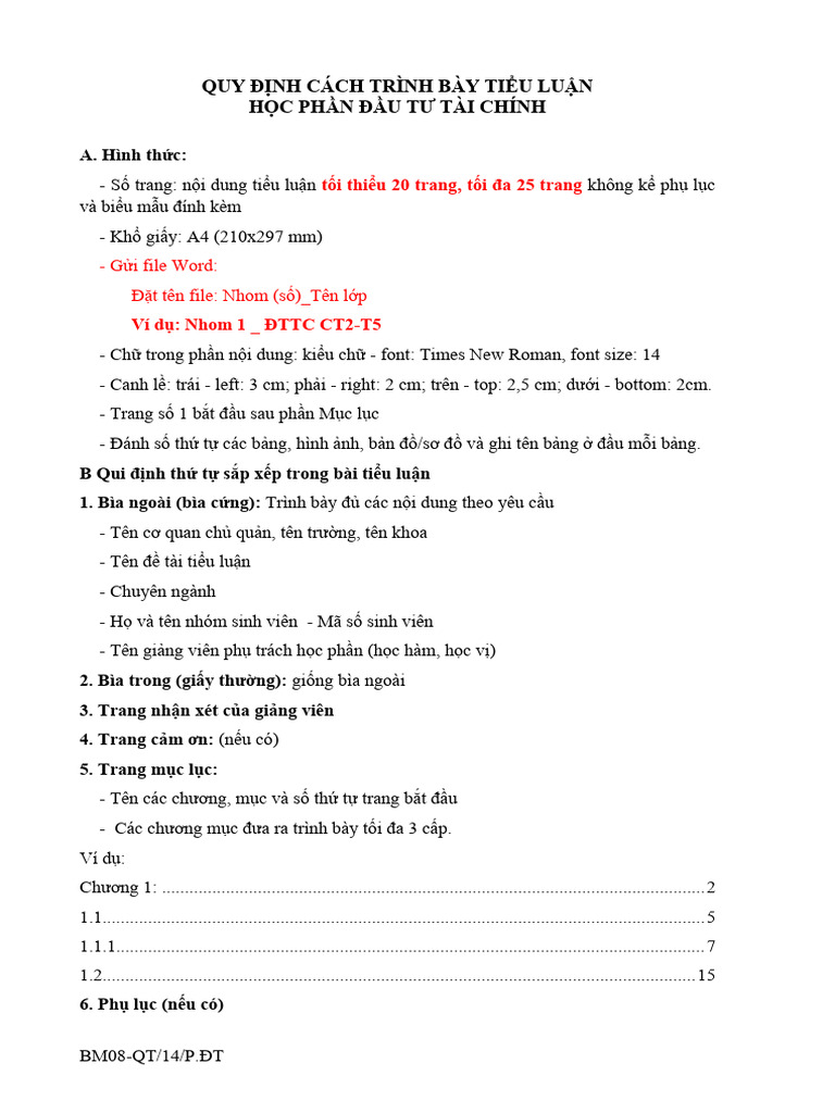 Quy dinh viet bai tieu luan | PDF