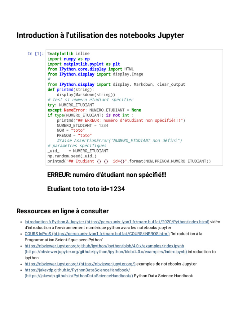 Introduction aux Notebooks Jupyter | PDF | Python (Langage de ...