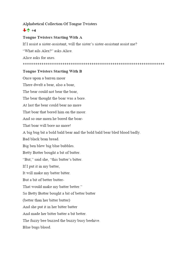 A to Z Tongue Twisters Collection | PDF