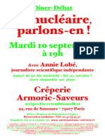 Affiche Invitation Le Nucleaire Parlons en Diner Debat Avec Annie Lobe Journaliste Scientifique