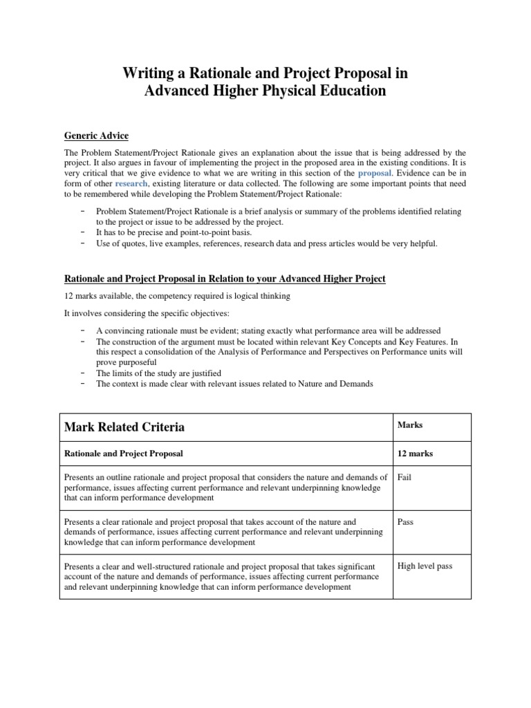 what is the rationale of a research proposal