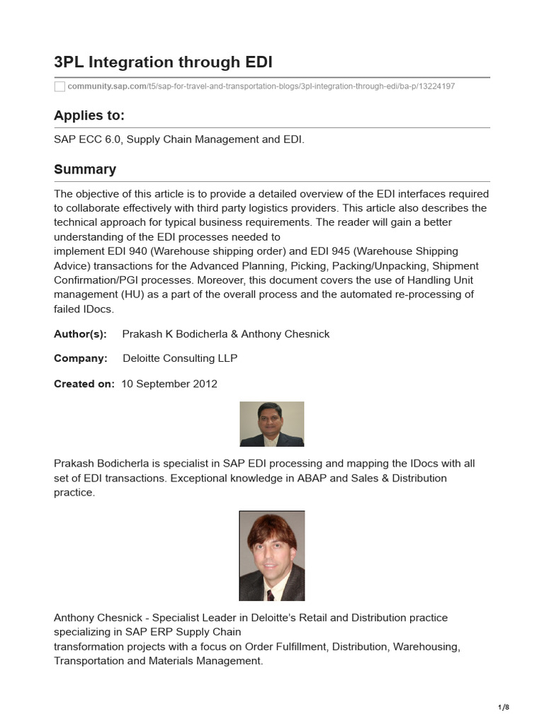 EDI 940/945 for 3PL Integration | PDF | Electronic Data Interchange ...