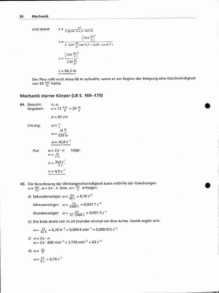 T11 Duden Paetec 2003 Drehbewegung - Starrer - Koerper - Loesungen | PDF