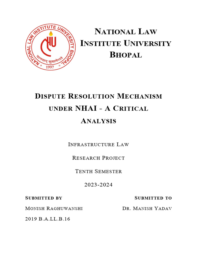 NHAI Dispute Resolution Analysis | PDF | Arbitration | Alternative ...
