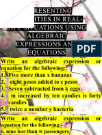 Representing Quantities in Real-Life Situations Using Algebraic Expressions