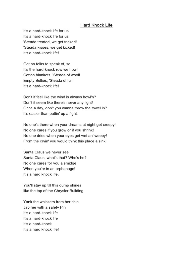 Hard knock life lyrics pdf