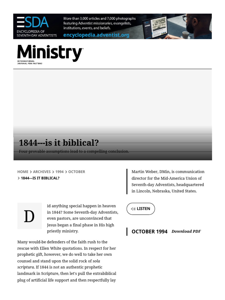 Biblical Basis for the 1844 Prophecy | PDF | Book Of Daniel | Prophecy