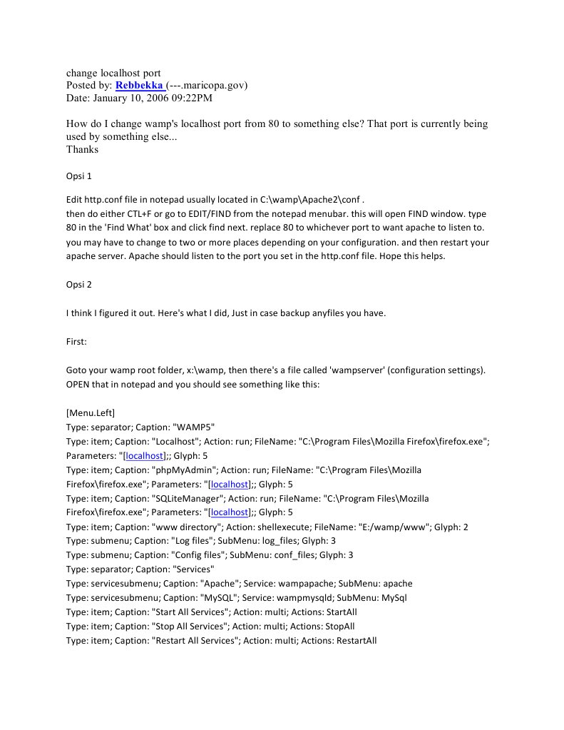 Change Localhost Port | Download Free PDF | Web Server | Internet & Web