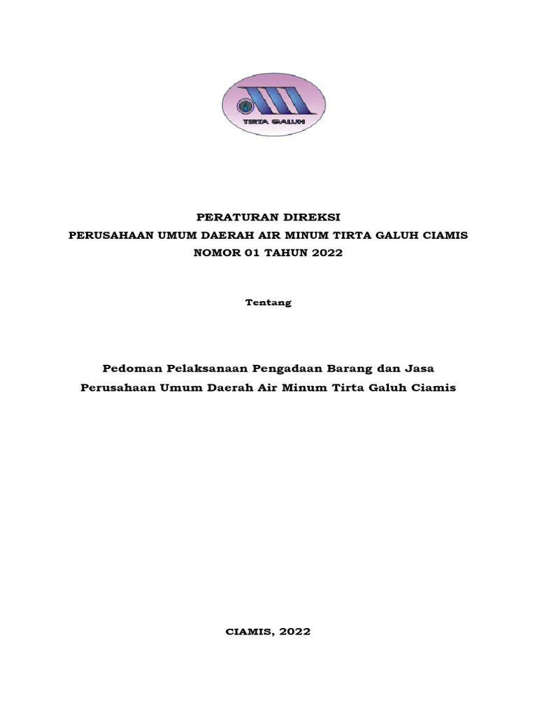 Pedoman Pengadaan Barang dan Jasa Perumda Ciamis | PDF