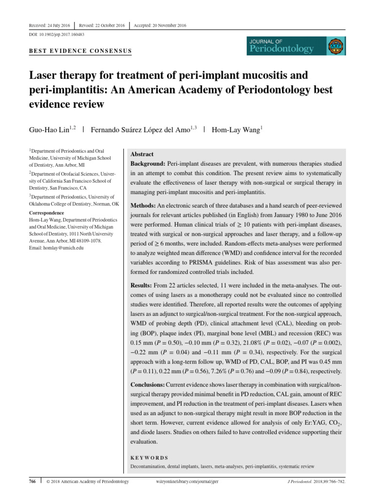 2018 Lin G Laser Therapy For Treatment of Peri-Implant Mucositis and ...