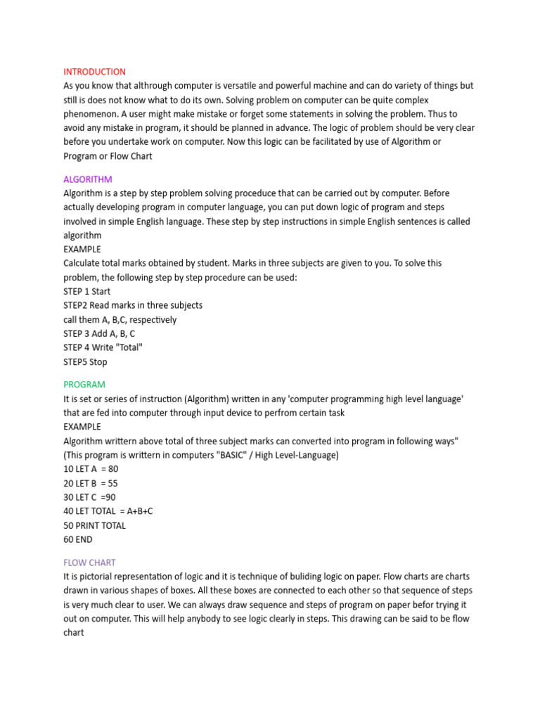 algorithm, flow chart, program | PDF | Algorithms | Computer Program image.