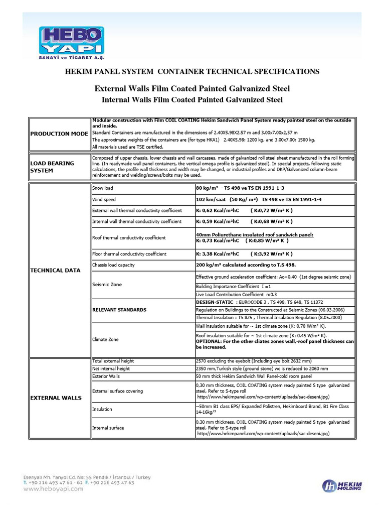 Hekim Panel System Container Specs | PDF | Wall | Door